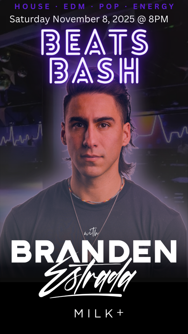 Poster for DJ Branden Estrada live at MILK+ Salt Lake City Nov 8 21+ event